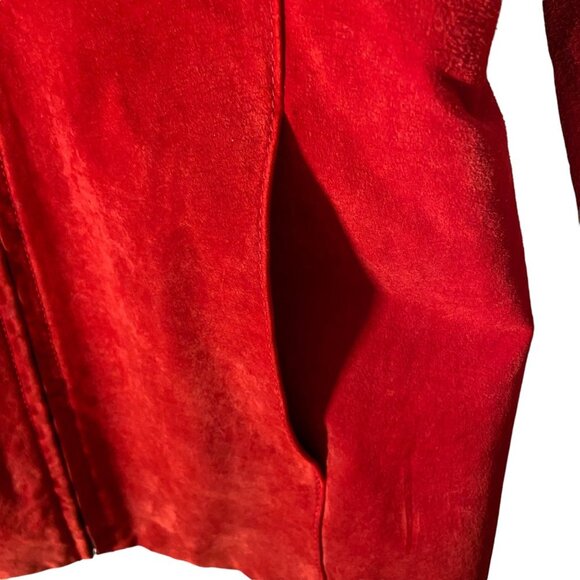 Pritti Kristen Blake Woman Shacket Jacket Red Genuine Leather Small Pockets - Picture 9 of 10